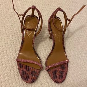 Pink Leopard print heels made by Jessica Simpson. Size 9